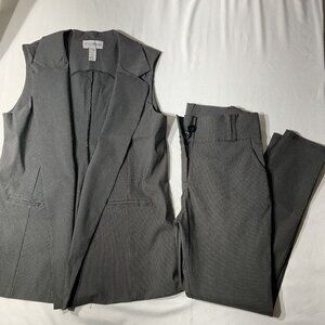 Flores’s Gray Womens Tailored Pants & Vest Set Slim Fit Size Large Bechamel